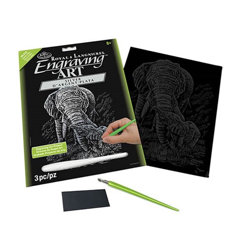 Silver Engraving Elephant & BA