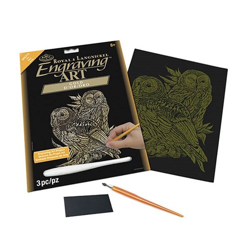Gold Engraving Owls