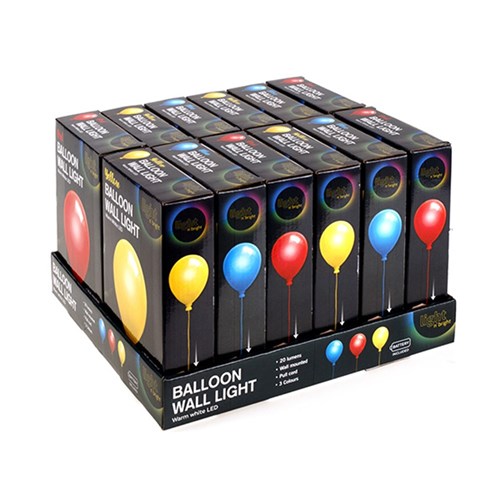 Light Balloon Lamp Asstd Cols w Warm White Led B/OP PDQ