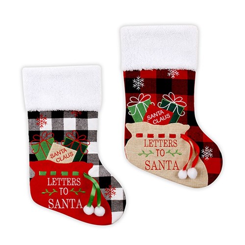 Stocking Xmas Non Woven Check 2 Asstd