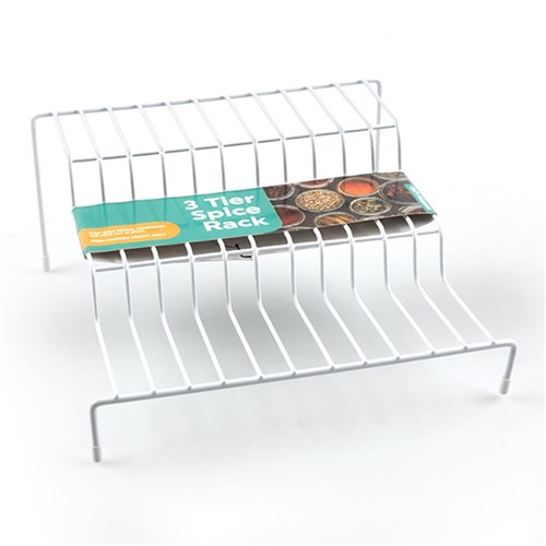 Rack Spice 3 Tier Metal Wire Vinyl Coated White 24x24cm