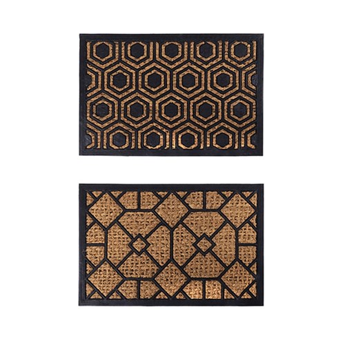Mat Coir 2 Design Geo Pattern Rubber Backed 40x60cm