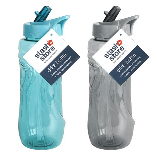 Drink Bottle 750mL 23x8cm 2 Asst Cols PP+PET