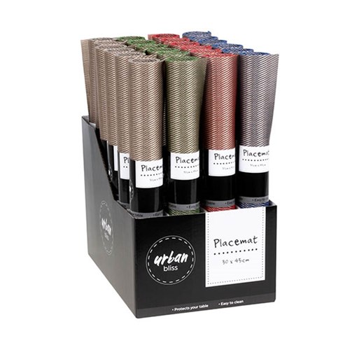 Placemat Woven PVC 4 Design 45x30cm 4 Asstd Cols