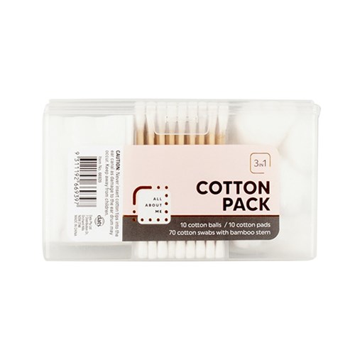 Cotton Pack 3 in 1 Set Incl Cotton Balls Tips Pads