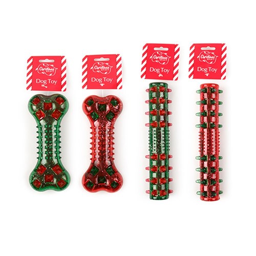 Dog Toy Xmas Glitter Spike & Stick Asstd