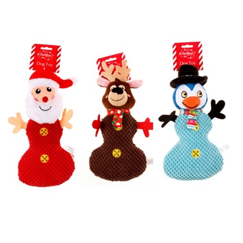 Dog Toy Xmas Plush Character 3 Asstd