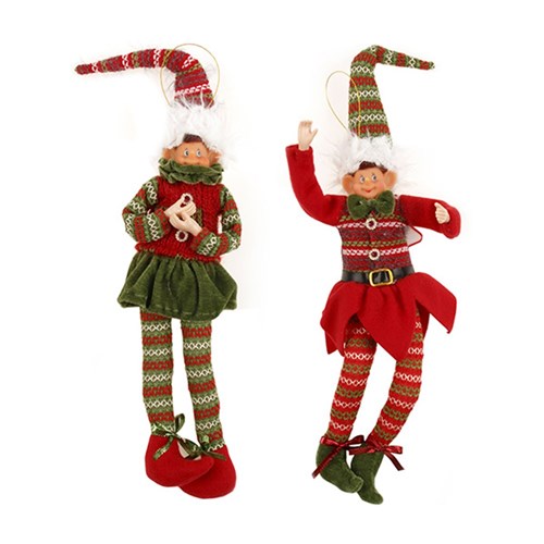 Plush Xmas Decoration Elves 20x5x2.5in