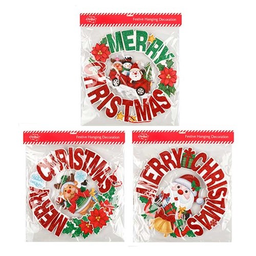 Decoration Hanging Paper EVA Glitter Xmas 3 Assorted