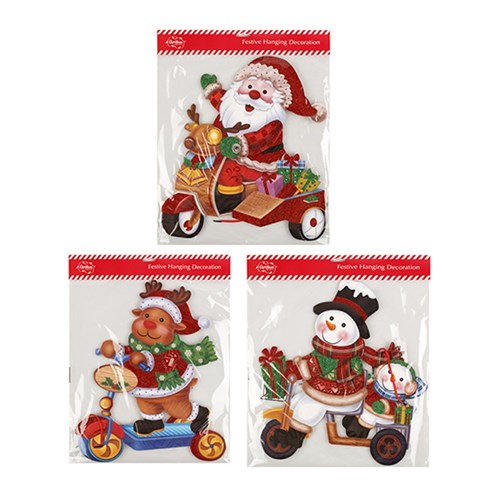 Decoration Hanging Paper EVA Glitter Xmas 3 Asstd