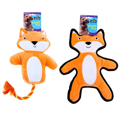 Dog Toy Plush Fox Squeaky 2 Asstd Styles