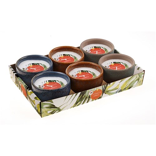 Candle Citronella in Ceramic 10cm 3 Asst 15hrs