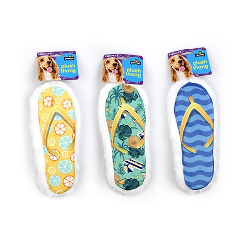 Dog Toy Plush Thong 23cm Squeaky 3 Asstd