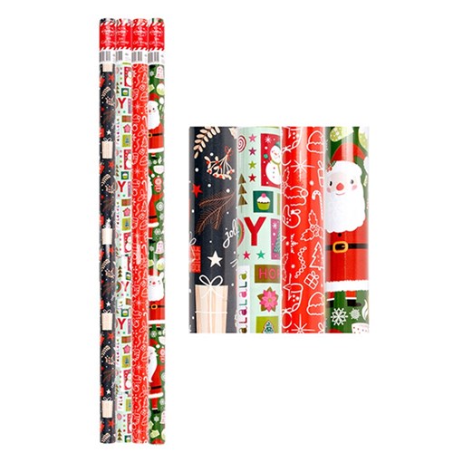 Wrap Paper Xmas 3Mx99cm 60gsm 38mm Core PDQ Asstd