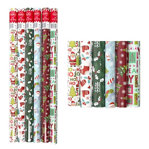Wrap Paper Xmas 4Mx70cm 60gsm 38mm Core PDQ Asstd
