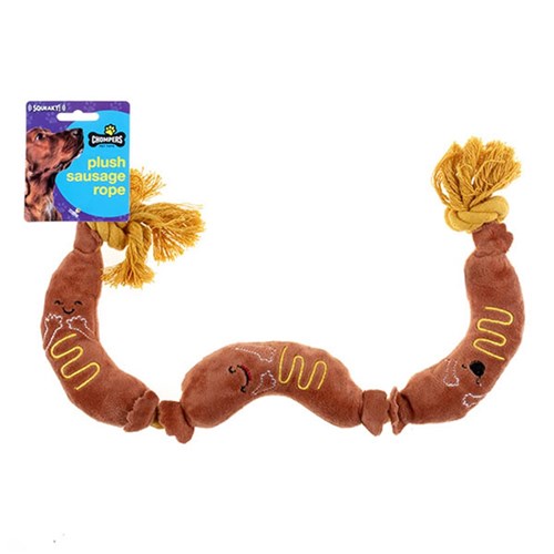 Dog Toy Plush Sausage Rope Squeaky 72cm