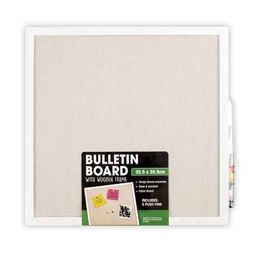 Wooden Frame Fabric Bulletin Board 35.5x35.5cm