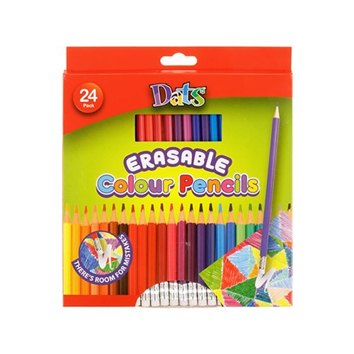 Colour Pencil Erasable With Eraser 24pk