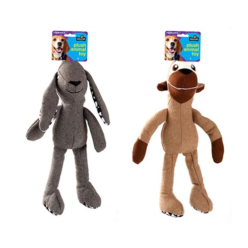 Dog Toy Plush Squeaky Animal 2 Asst