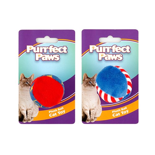 Cat Toy Plush Ball 2 Asst