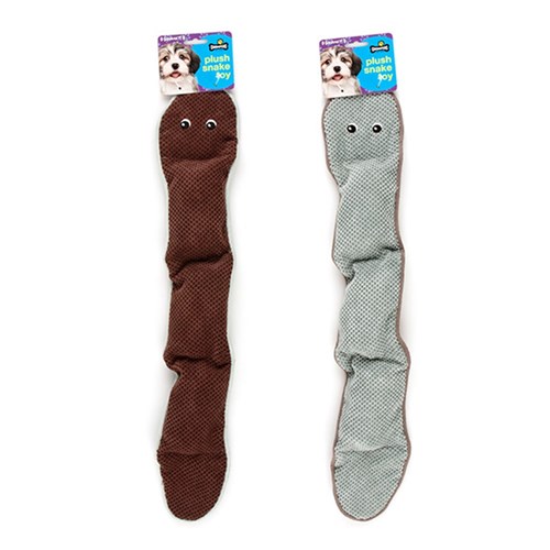 Dog Toy Plush Snake Squeaky 53cm 2 Asst