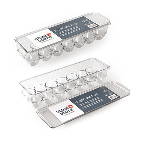PET Organiser Tray Egg w Lid 36.5x11x7.5cm