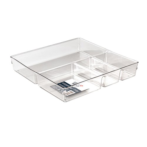 PET Organiser Tray Square w 3 Sections 30.6x30.6x5cm