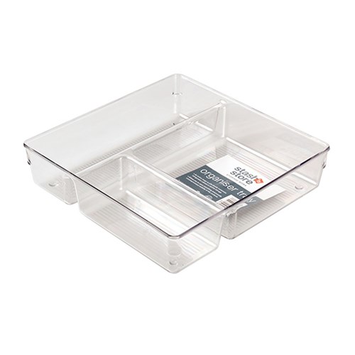 PET Organiser Tray Square w 3 Section 23x23x5cm