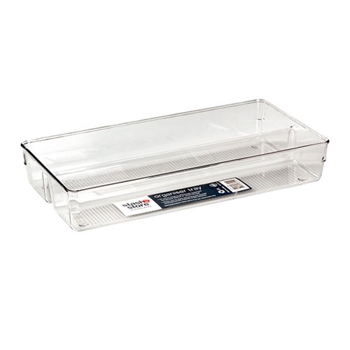 PET Organiser Tray Rectangle w 2 Section 30.7x15.3x5.8cm