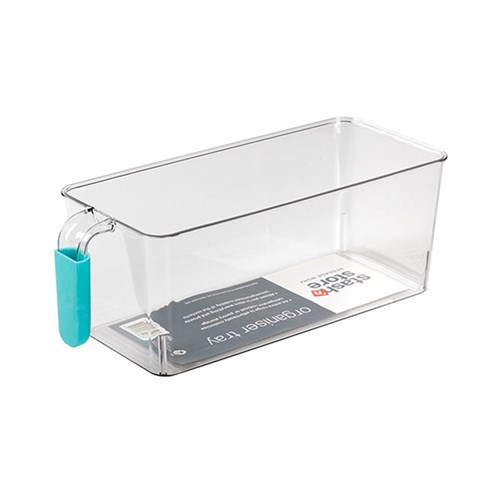 PET Organiser Tray Rectangle w TPR Handle 30x13x11cm