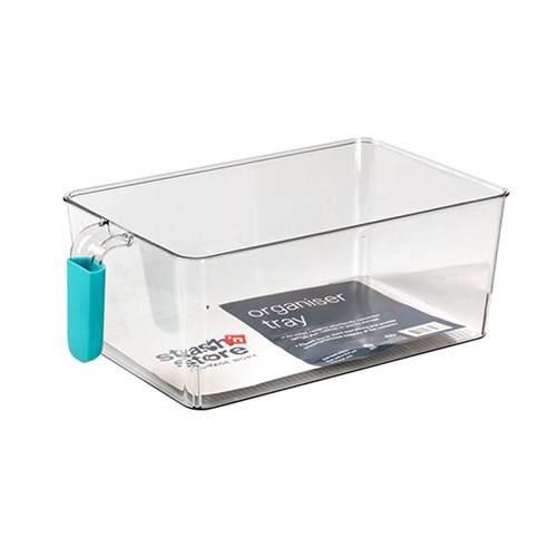 PET Organiser Tray Rectangle w TPR Handle 31x17x11cm