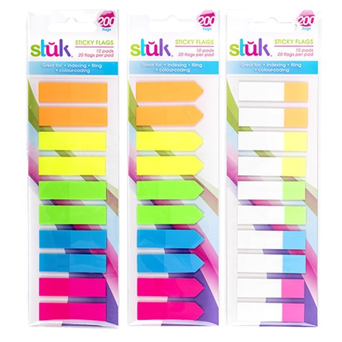 Note Sticky Flag PET 45x12mm 20sh x 10 Pads Asstd