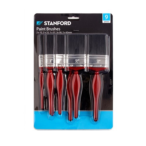 Paint Brush Set 9 Asstd 12/25/50/38/63mm