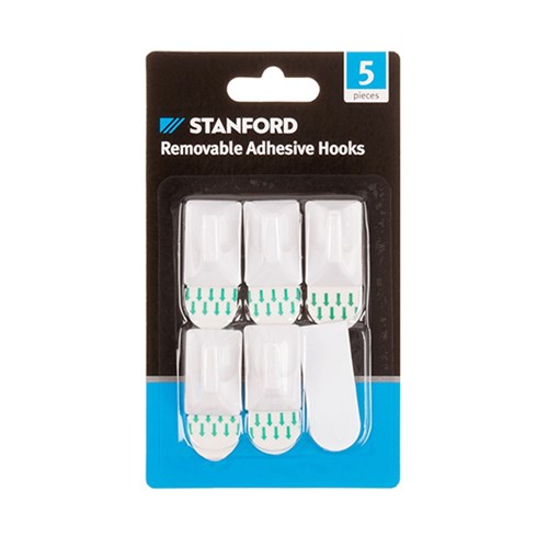 Hooks Removable Adhesive Plastic 5Pk 30x20mm
