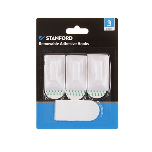 Hooks Removable Adhesive Plastic 3Pk 50x29.5mm