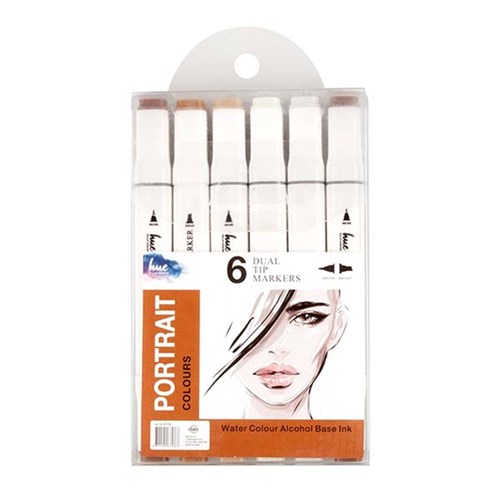 Markers Dual Tip Portrait  Colours 6Pk