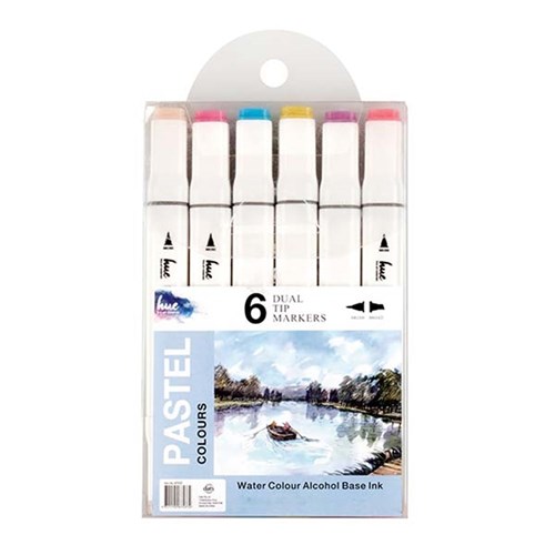 Markers Dual Tip Pastel Colours 6Pk