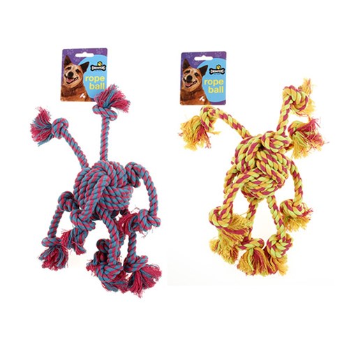 Dog Toy Braided Rope Ball 35cm 2 Asstd Colours