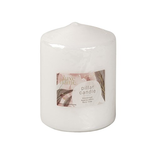 Candle Pillar Round Pressed White Dia9x12cm 60hrs