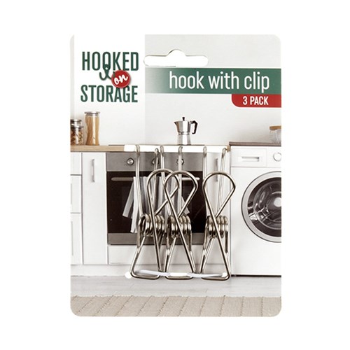 S/S Hook w Clips 3pk