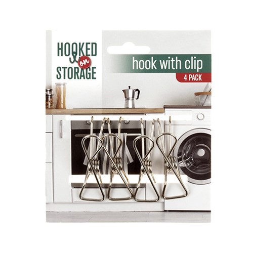 S/S Hook w Clips 4pk