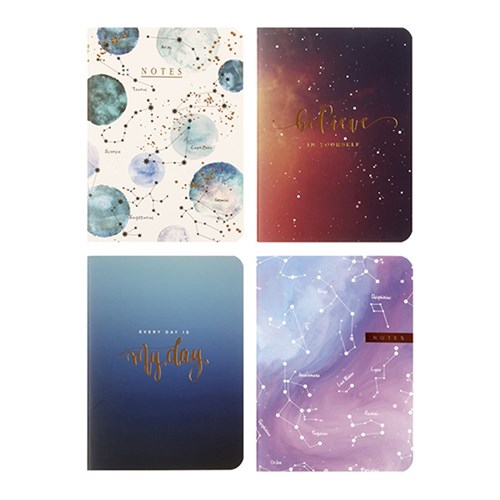 Notebook Card Cover Stitched 4 Asstd Des A6 96pg