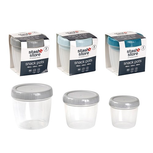 Food Storage Container Snack Pots 3pk 180mL, 320mL, 500mL