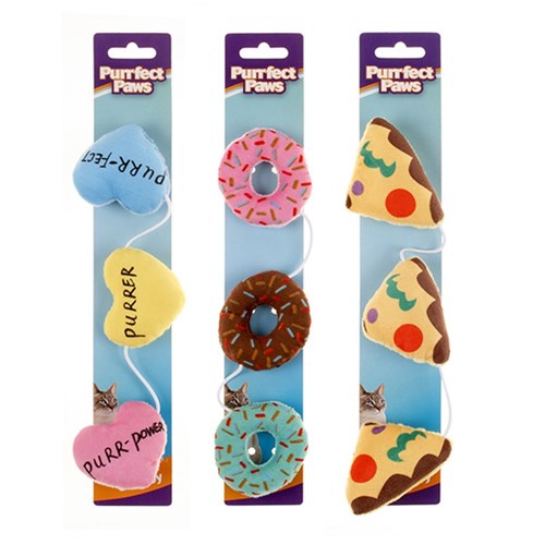 Cat Toy Teaser Plush 27cm 3 Asstd