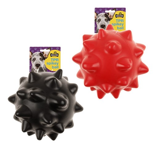 Dog Toy TPR Ball w Spikes 10cm 2 Asstd Colours