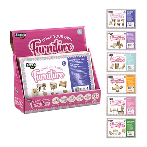 Toys Wooden Puzzle Mini Furniture 3D Laser Cut 6 Asst