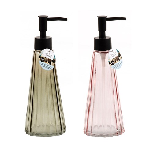 Glass Soap Dispenser 450mL 7.5x7.5x23cm 2 Asst