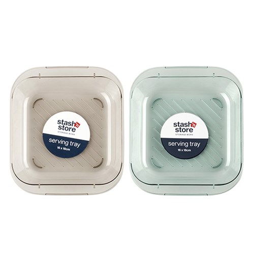 PET Serving Tray Square S 16x18cm 2 Asst Cols