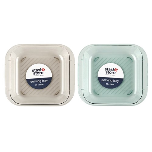 PET Serving Tray Square M 20x23cm 2 Asst Cols