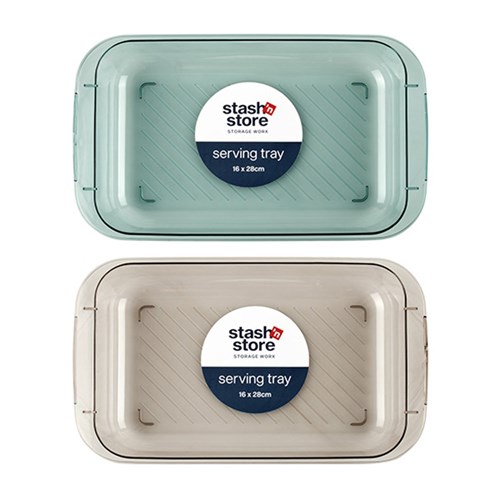 PET Serving Tray Rectangle M 16x28cm 2 Asst Cols